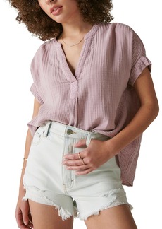 Lucky Brand Women's Short Sleeve Popover Shirt