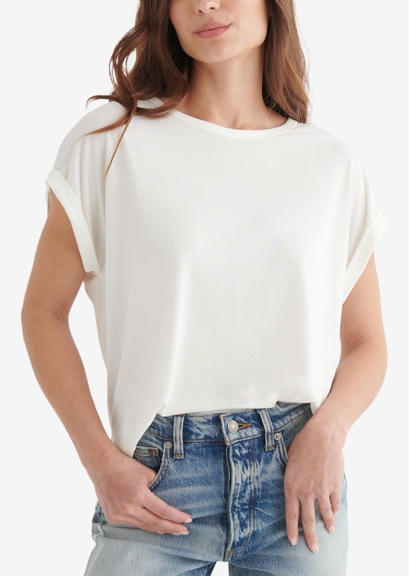 Lucky Brand Women's Short Sleeve Sandwash Dolman Tee - Bright White