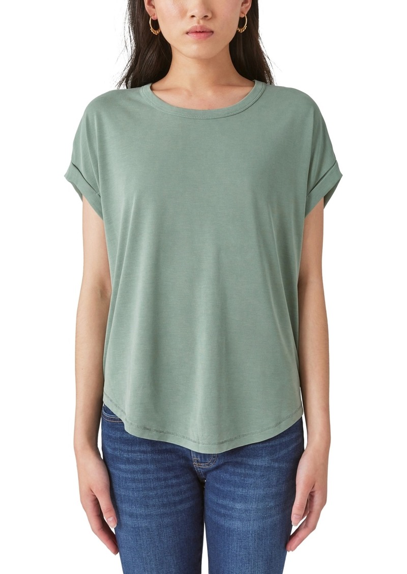 Lucky Brand Women's Short Sleeve Sandwash Dolman Tee - Loden Green