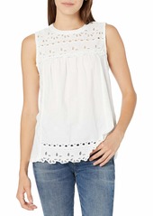 Lucky Brand womens Sleeveless Crew Neck Embroidered Shiffly Top Shirt   US