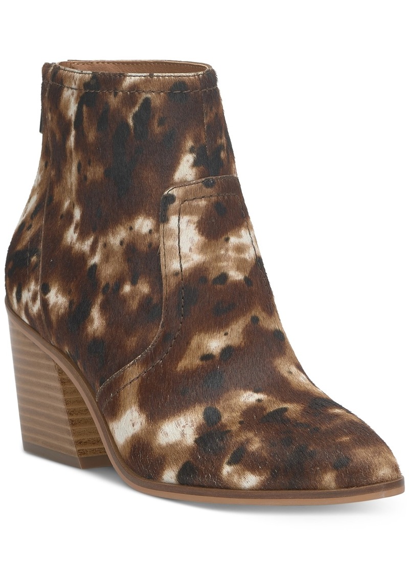 Lucky Brand Women's Sonah Block-Heel Westerm Booties - Brown Multi Haircalf