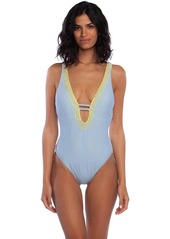 Lucky Brand Women's Standard Plunge Front Keyhole One Piece Swimsuit  S