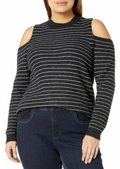 Lucky Brand Women's Stripe Cold Shoulder Pullover Sweater  L