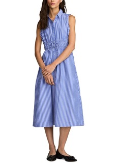 Lucky Brand Women's Striped Cotton Cinched-Waist Shirtdress - Blue Stripe