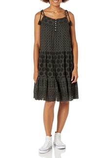 Lucky Brand womens Tie Sleeve Tiered Eyelet Dress   US