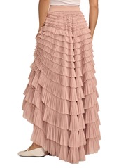 Lucky Brand Women's Tulle-Ruffle Pull-On Maxi Skirt - Caviar