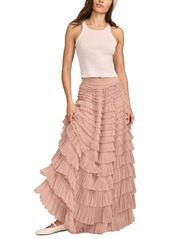 Lucky Brand Women's Tulle-Ruffle Pull-On Maxi Skirt - Caviar