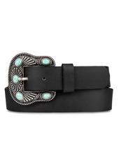 Lucky Brand Women's Turquoise Studded Western Buckle Belt - Brown