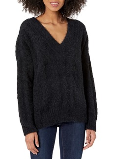 Lucky Brand Women's V-Neck Relaxed Fit Eyelash Sweater  XL