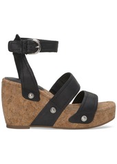 Lucky Brand Women's Valintina Strappy Platform Wedge Sandals - Putty Leather