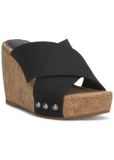 Lucky Brand Women's Valmai Platform Wedge Sandals - Black Linen