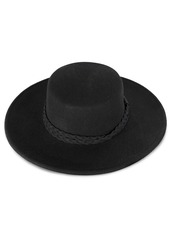 Lucky Brand Women Wool Felt Fabric Wide Brim Ranger Adjustable Hat ( Fits Most) Boater-Black
