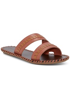 Lucky Brand Women's Zanora Double Band Flat Sandals - Burnt Red Leather