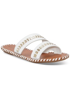 Lucky Brand Women's Zanora Double Band Flat Sandals - White Platino Leather