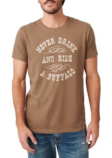 Lucky Brand Yellowstone Never Drink & Ride A Buffalo Graphic Tee