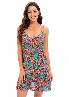 Lucky Brand Lucky Women's Standard Vibrant Beach Dress-Floral Designs Bathing Suit Cover Ups