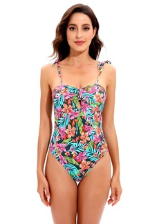 Lucky Brand Lucky Women's Standard Vibrant One Piece Swimsuit-Floral Designs Bathing Suits