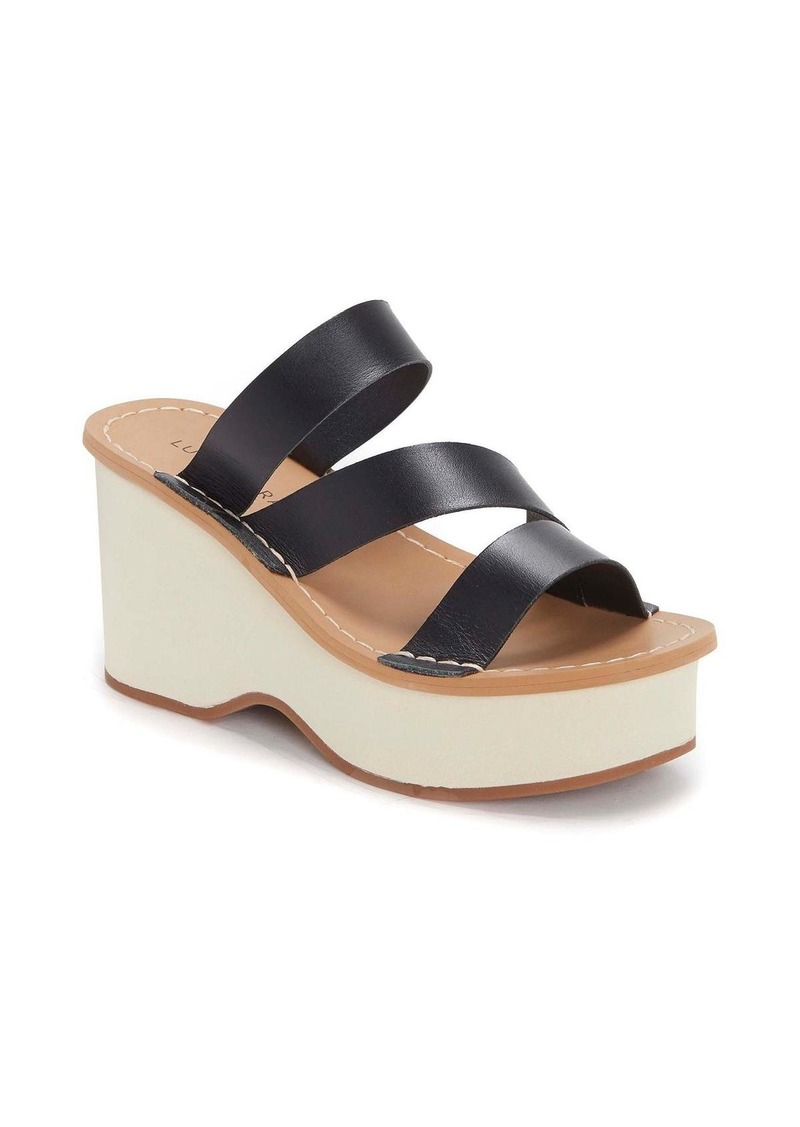 Lucky Brand Mimya Womens Leather Open Toe Wedge Sandals