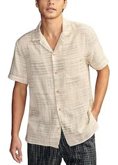 Lucky Brand Patchwork Double Weave Short Sleeve Camp Collar Shirt