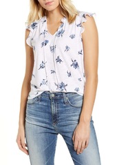 Lucky Brand Printed Ruffle Tank Top in Blue Multi at Nordstrom