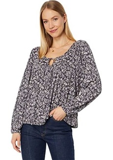 Lucky Brand Printed Tie Front Top