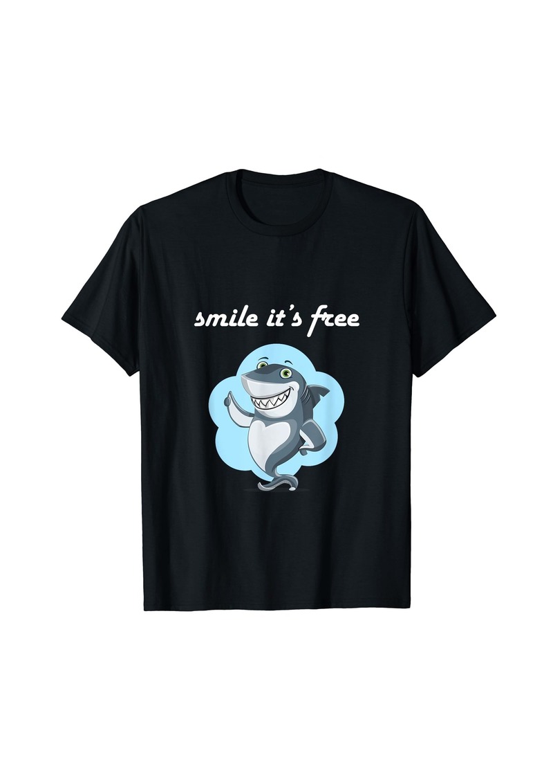 Lucky Brand smile its free funny shark t-shirt inspirational