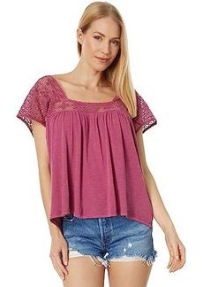Lucky Brand Square Neck Lace Beach Tee