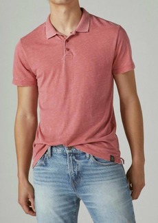 Lucky Brand Venice Burnout Pique Short Sleeve Polo In Mineral Red