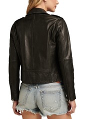 Lucky Brand Women's Classic Leather Moto Jacket - Washed Black