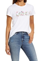 Lucky Brand Floral Embroidery Cotton Knit Top in Bright White at Nordstrom