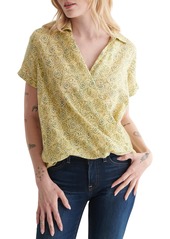 Women's Lucky Brand Floral Short Sleeve Wrap Front Top