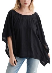 Lucky Brand Lace-Up Back Caftan Top in Jet Black at Nordstrom