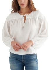 Lucky Brand Pleated Peasant Blouse
