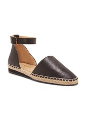 Lucky Brand Reniya Ankle Strap Flat in Black Leather at Nordstrom