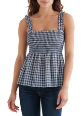 Lucky Brand Smocked Square Neck Tank in Allure at Nordstrom