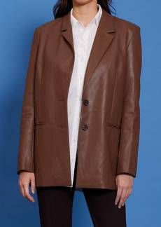 Lucy Adler Faux Leather Blazer In Brown