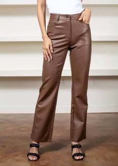 Lucy Adler Faux Leather Pant In Brown