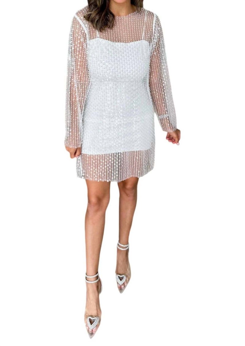 Lucy Adrianna Sequin Dress In White