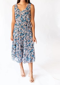 Lucy Alora Tiered Dress In Blue Floral Print