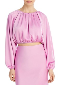Lucy Amethyst Womens Satin Pleated Cropped