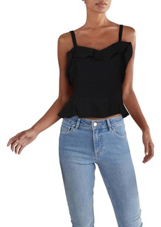 Lucy Ava Womens Ruffled Ribbed Crop Top