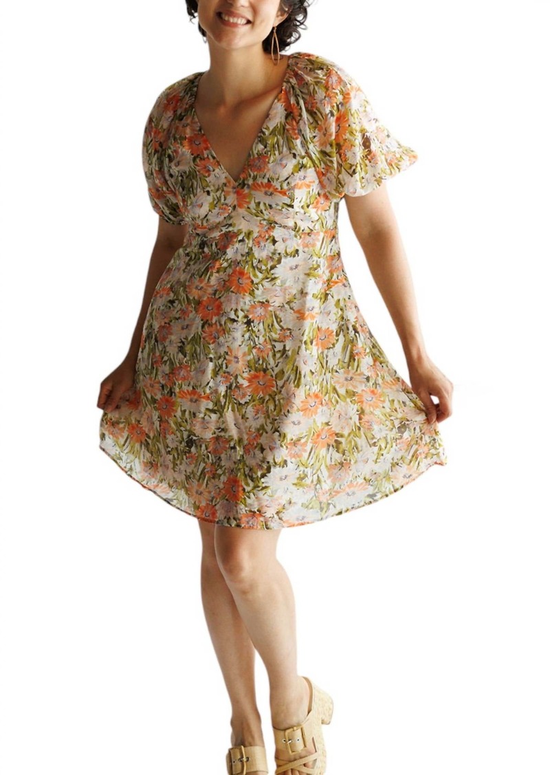 Lucy Azalea Mini Dress In Orange Floral