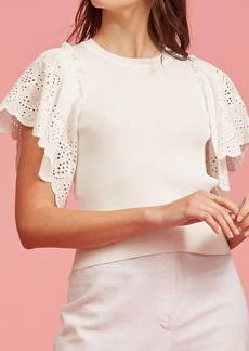 Lucy Beatrice Eyelet Top in Cream