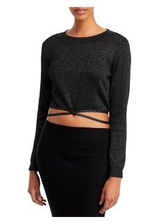 Lucy Bowery Womens Glitter Tie Hem Pullover Top