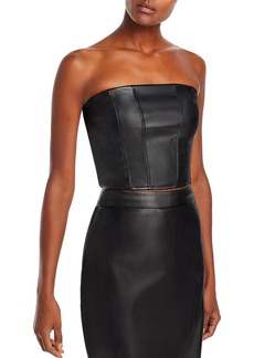 Lucy Cher Womens Faux Leather Cropped Strapless Top