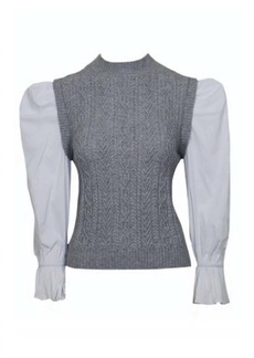 Lucy Clare Bubble Sleeve Top In Grey