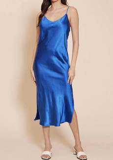 Lucy Colette Satin Slip Dress In Blue