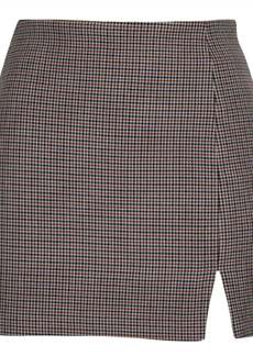 Lucy Dani Houndstooth Skirt In Brown Multi