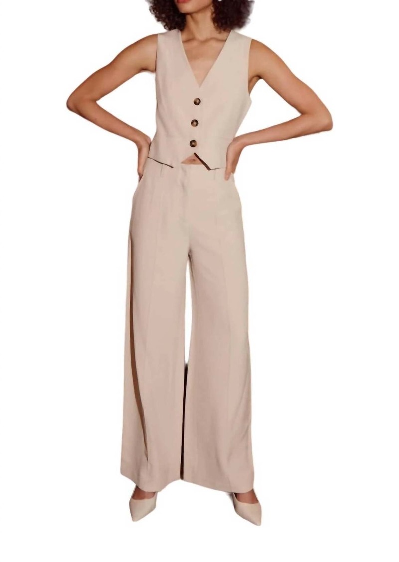 Lucy Freddie Pleated Trouser In Stone