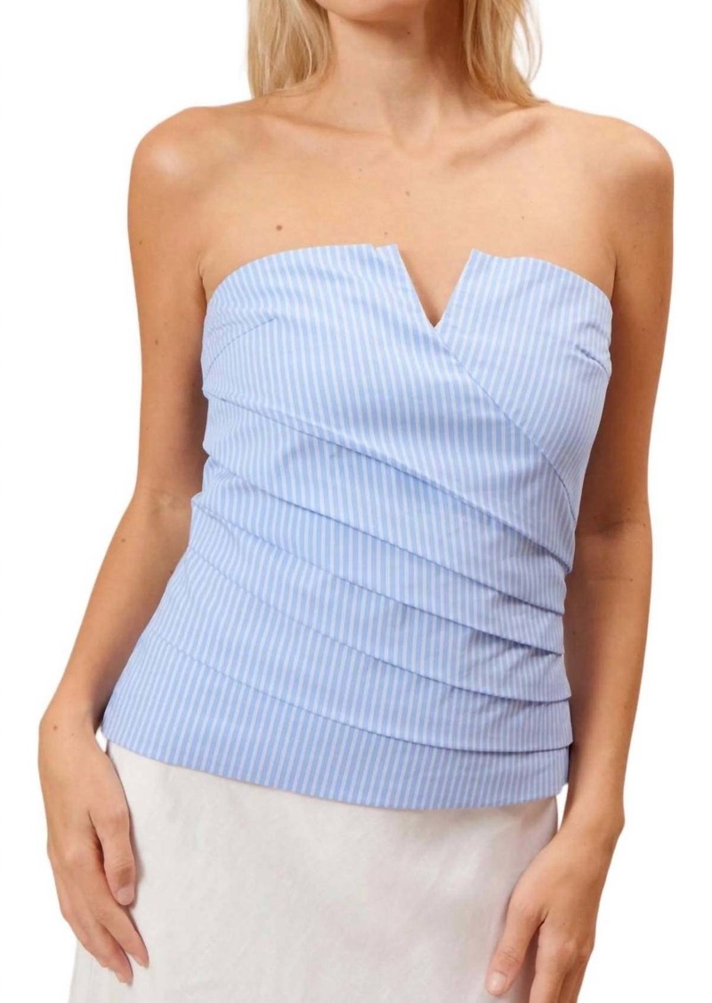 Lucy Lia Strapless Top In Blue Stripe